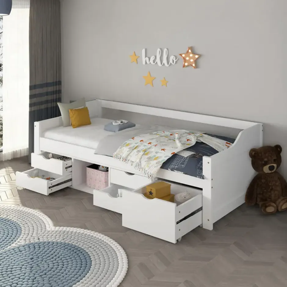 HOME DELUXE COSMOS kinderbed met lades en matras - 90 x 200 cm wit
