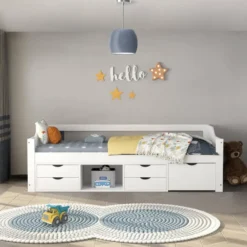 HOME DELUXE COSMOS kinderbed met lades en matras - 90 x 200 cm wit