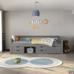HOME DELUXE COSMOS kinderbed met lades - 90 x 200 cm grijs