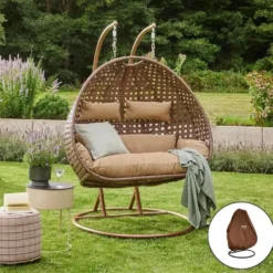 HOME DELUXE Hangstoel TWIN Bruin Met Regenhoes