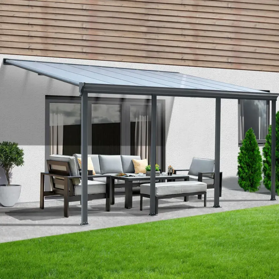 HOME DELUXE Terrasoverkapping SOLIS Grijs 618 / 625 x 303 / 300 x 278 / 226 cm