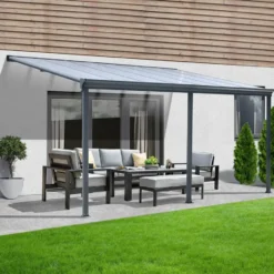 HOME DELUXE terrasoverkapping SOLIS grijs 496 / 503 x 300 / 303 x 278 / 226 cm