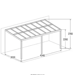 HOME DELUXE Terrasoverkapping SOLIS Grijs 435 / 442 x 300 / 303 x 278 / 226 cm