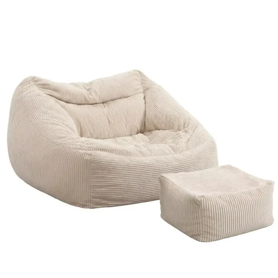 HOME DELUXE zitzak COSY beige inclusief krukje