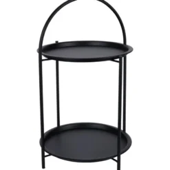 Home & Styling Bijzettafel 2 laags - zwart - metaal - 40 x 66 cm