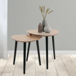 Home & Styling Bijzettafeltjes set 2x - lichtbruin - 41 en 45 cm
