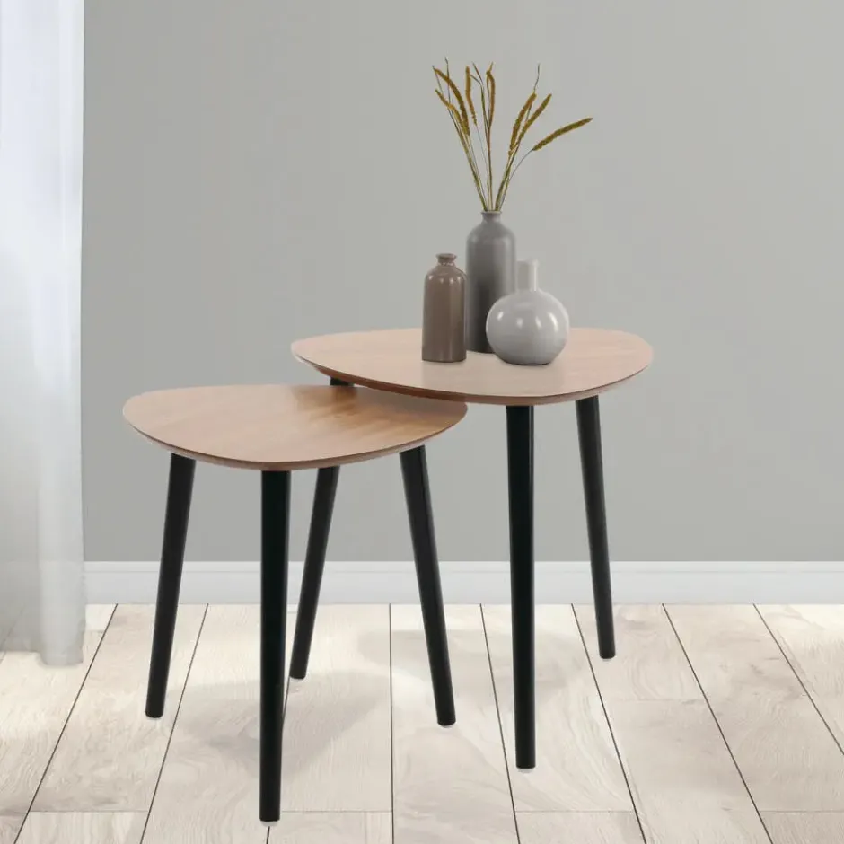 Home & Styling Bijzettafeltjes set 2x - lichtbruin - 41 en 45 cm