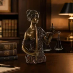 Home & Styling decoratie beeld Justitia - hars - koper - 34 cm