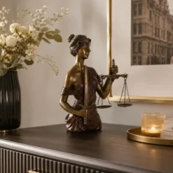 Home & Styling decoratie beeld Justitia - hars - koper - 34 cm