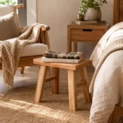 Home & Styling Krukje - teak hout - 31 x 19 x 25 cm - opstapje