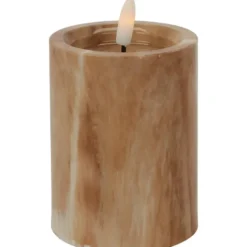Home & Styling LED kaars - marmer bruin -D7,5 x H10 cm