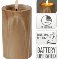 Home & Styling LED kaars - marmer bruin -D7,5 x H12,5 cm