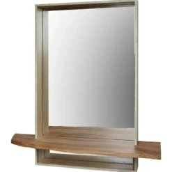 Home & Styling Spiegel met plank - rechthoek - MDF - bruin - 60cm