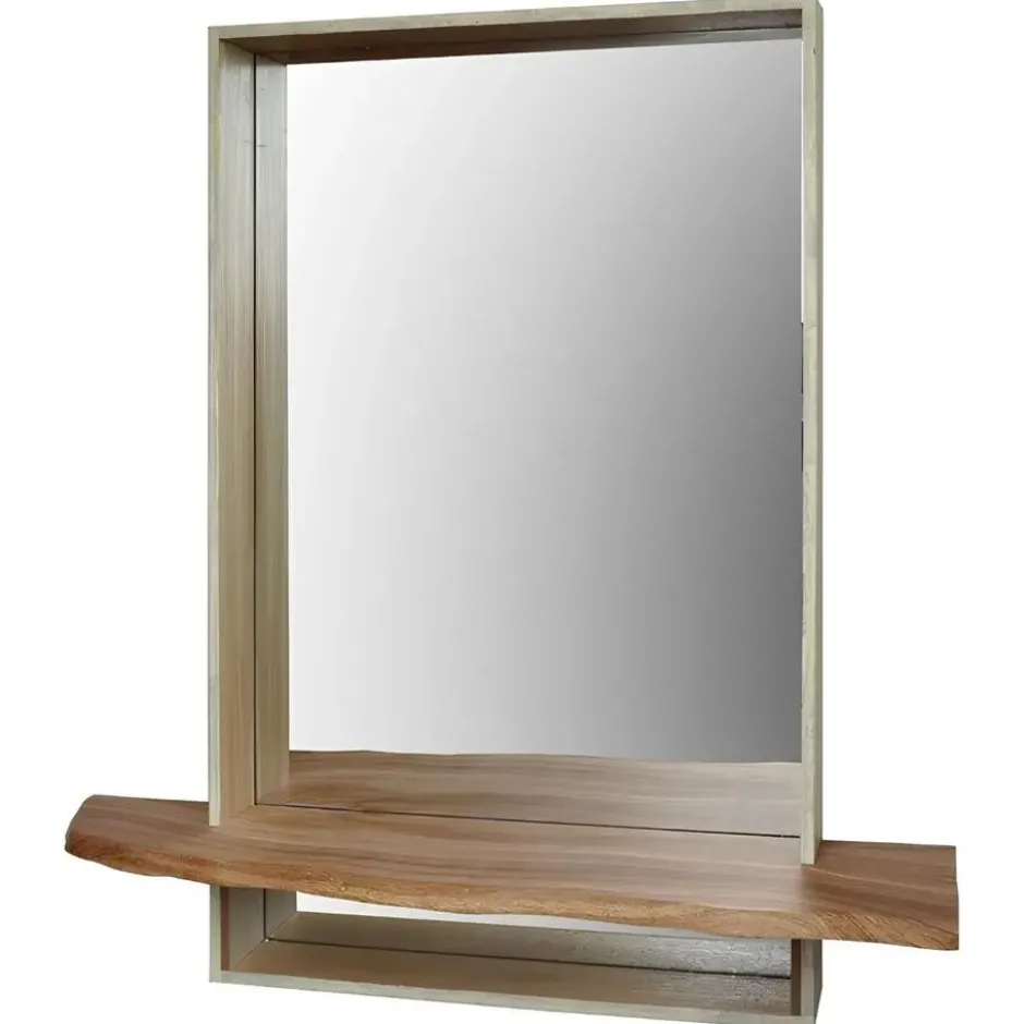 Home & Styling Spiegel met plank - rechthoek - MDF - bruin - 60cm