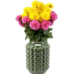 Home & Styling vaas - keramiek/olijfgroen - D15 x H20 cm