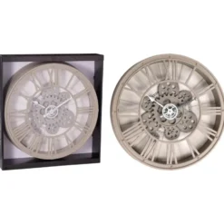 Home & Styling Wandklok/muur klok Vienna - Dia 39 cm - beige