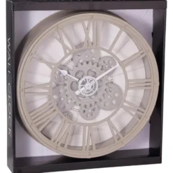 Home & Styling Wandklok/muur klok Vienna - Dia 39 cm - beige
