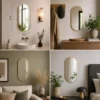 Home & Styling Wandspiegel - ovaal - metaal - bronsgoud - 50x25cm