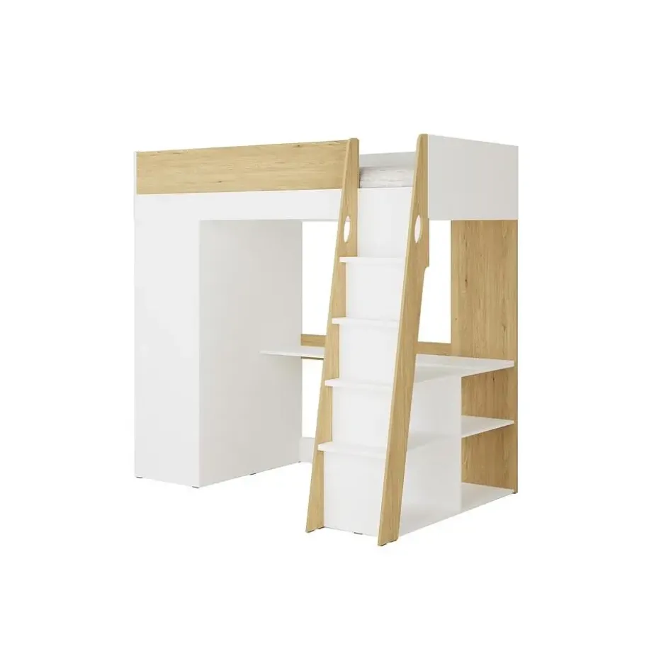 Hoogslaper ARMONESA - 1 plaats - Natuurlijk licht Wit Hout paneel