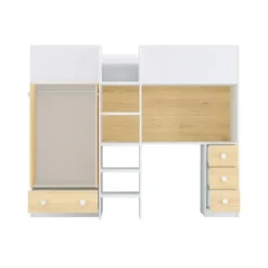 Hoogslaper CINAMO - 1 plaats - Natuurlijk licht Wit Hout paneel