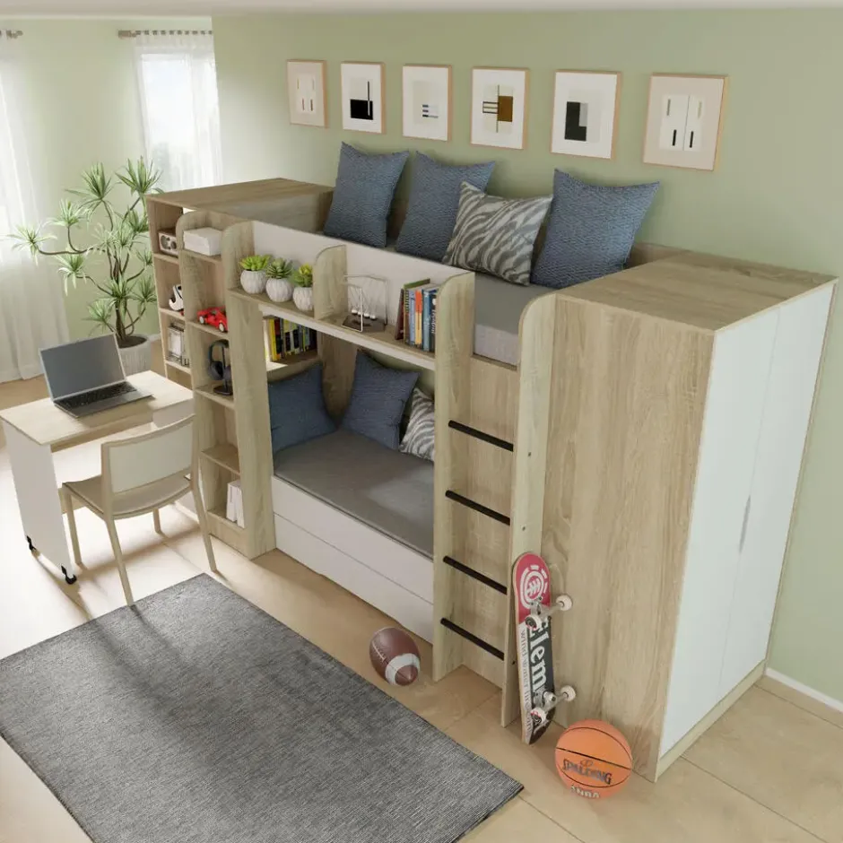 Hoogslaper FUJI sonoma eik / mat wit