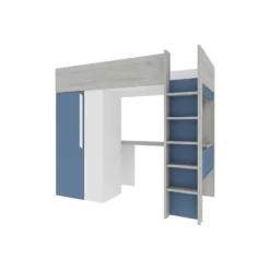 Hoogslaper NICOLAS - 1 plaats - Blauw Wit Hout paneel
