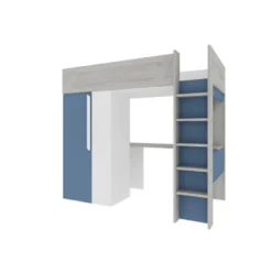 Hoogslaper NICOLAS - 1 plaats - Blauw Wit Hout paneel