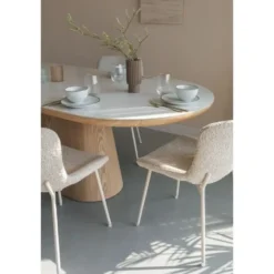 Housecraft Almira Eettafel Ovaal 180 cm Hout Wit/ Bruin donker