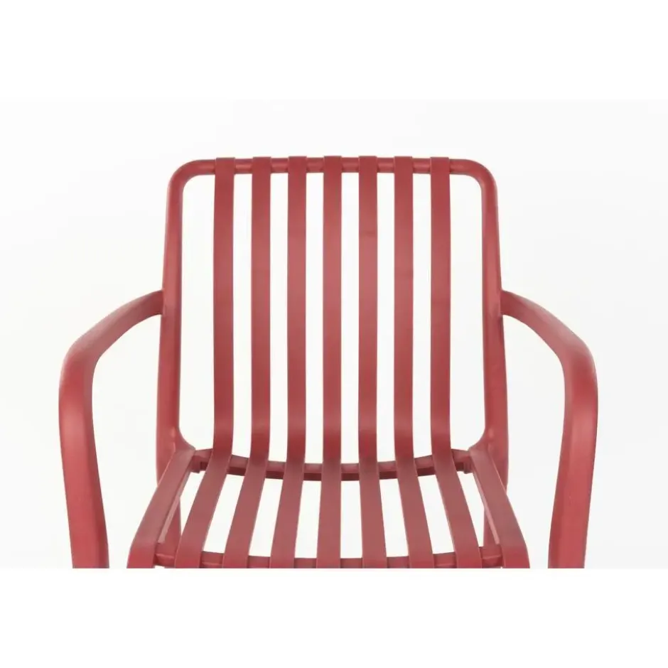 Housecraft Amae Tuinstoel Armleuning Kunststof Rood - Set van 4