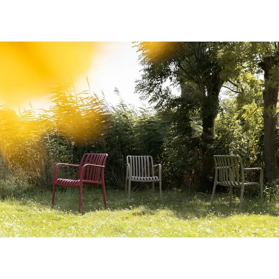 Housecraft Amae Tuinstoel Armleuning Kunststof Rood - Set van 4