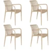 Housecraft Amae Tuinstoel Armleuning Kunststof Beige - Set van 4