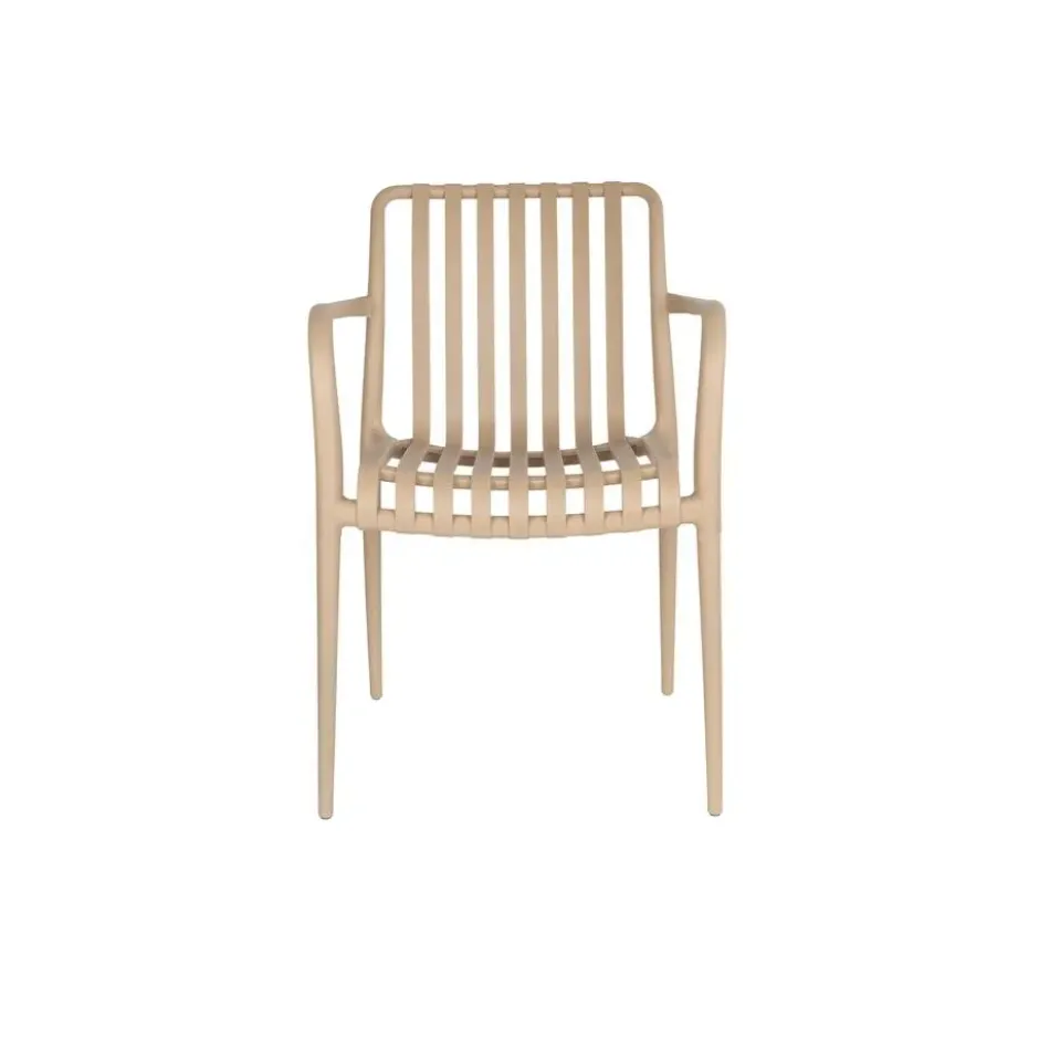 Housecraft Amae Tuinstoel Armleuning Kunststof Beige - Set van 4