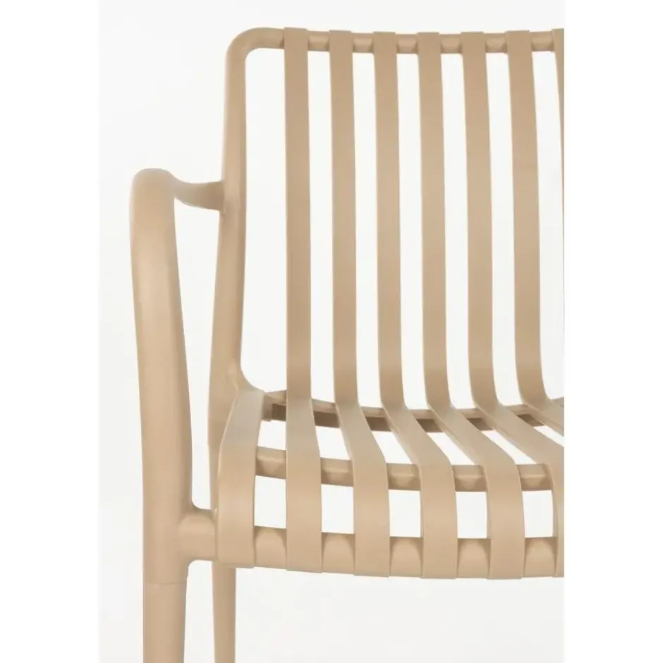 Housecraft Amae Tuinstoel Armleuning Kunststof Beige - Set van 4