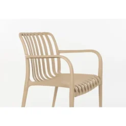 Housecraft Amae Tuinstoel Armleuning Kunststof Beige - Set van 4