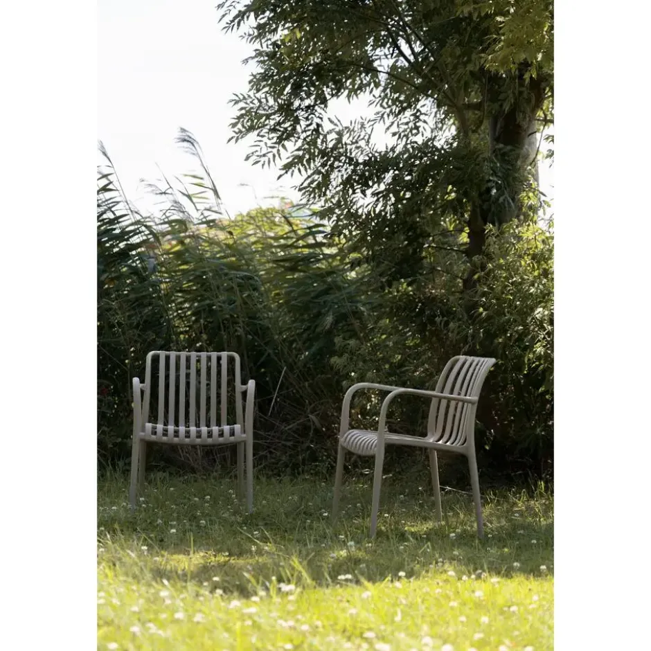 Housecraft Amae Tuinstoel Armleuning Kunststof Beige - Set van 4