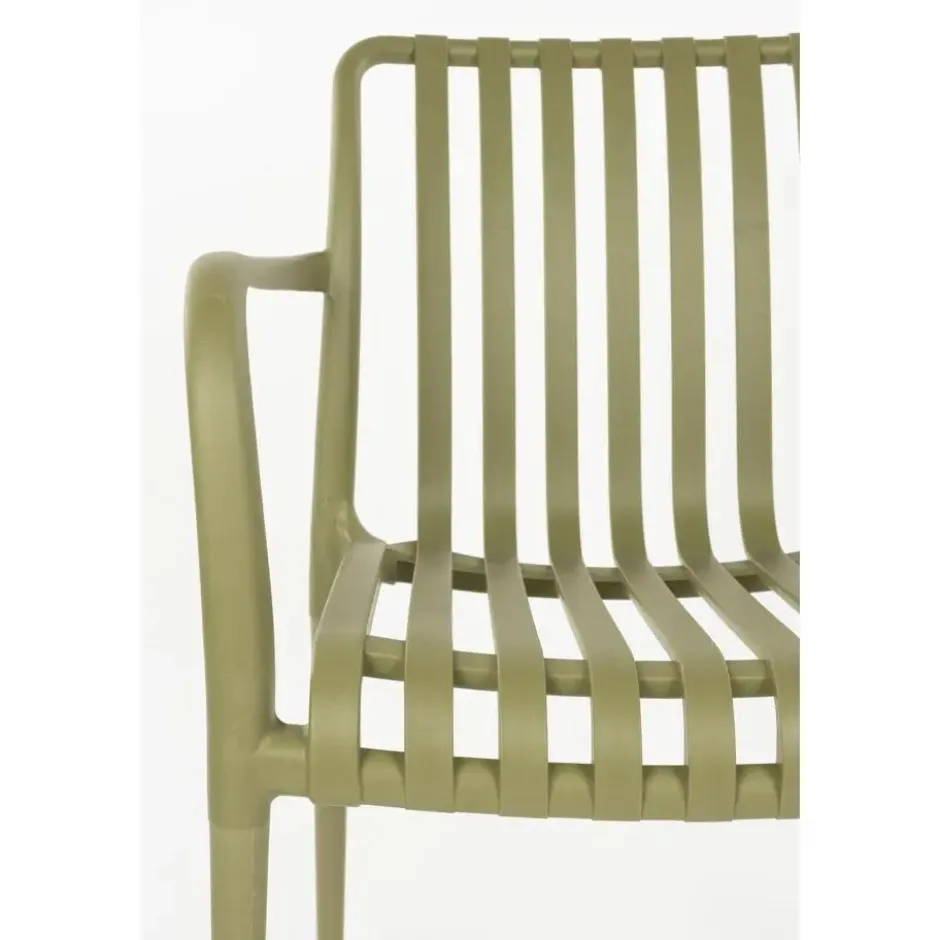 Housecraft Amae Tuinstoel Armleuning Kunststof Groen - Set van 4