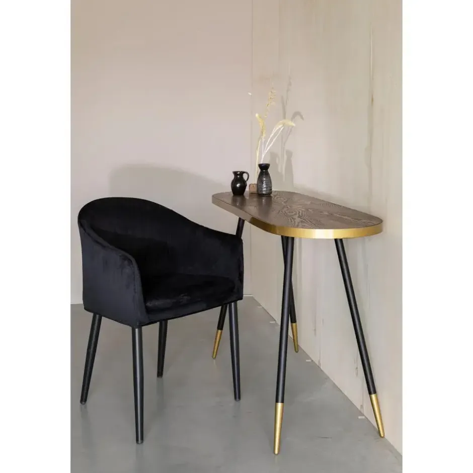 Housecraft Denise Consoletafel/ Wandtafel 121x41 cm Hout Bruin/ Goud
