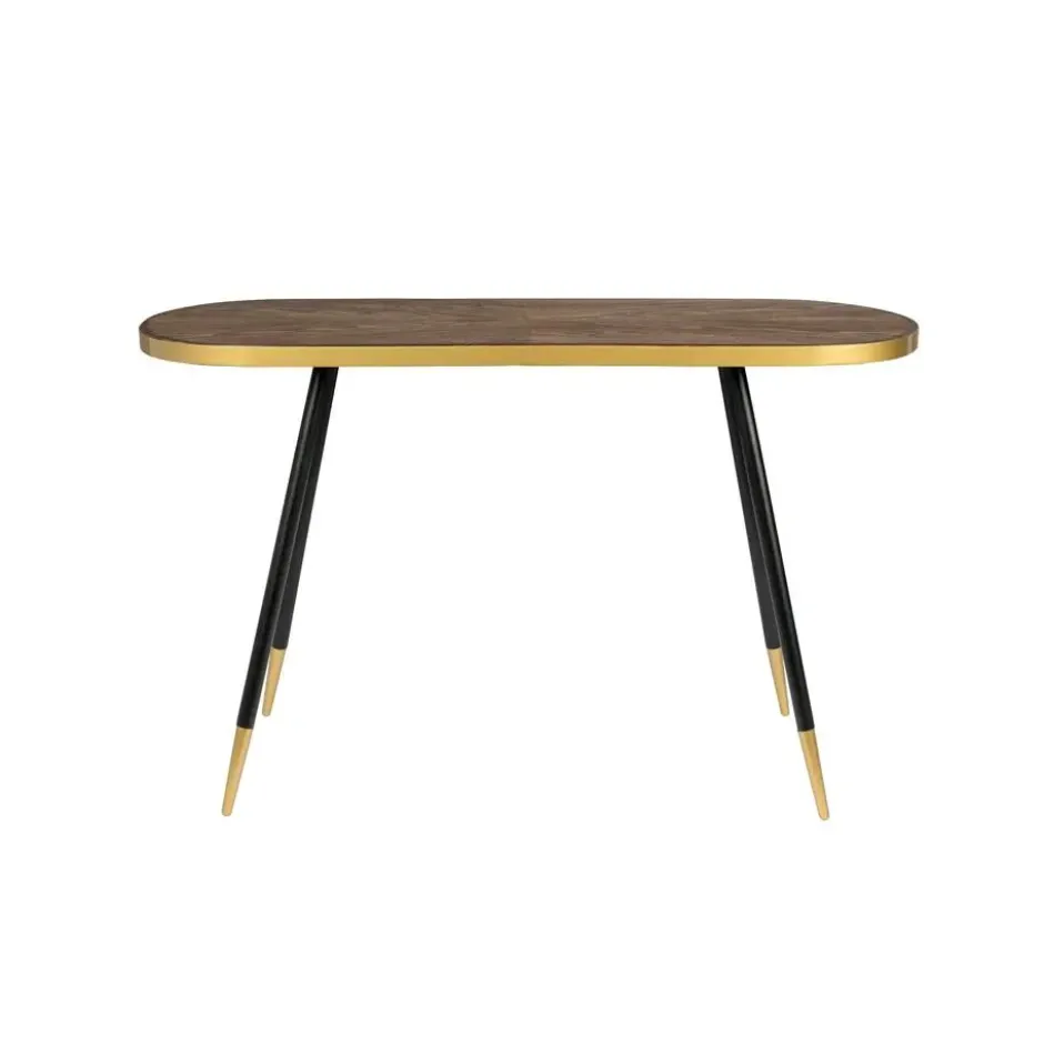 Housecraft Denise Consoletafel/ Wandtafel 121x41 cm Hout Bruin/ Goud