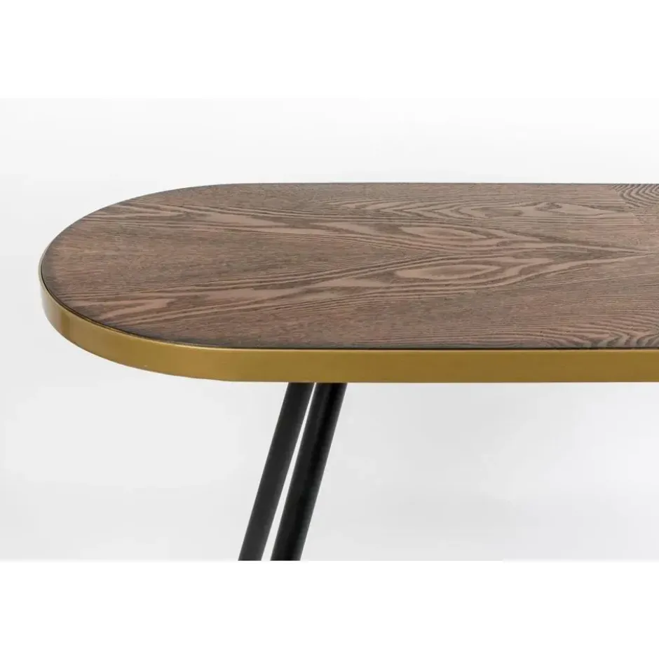 Housecraft Denise Consoletafel/ Wandtafel 121x41 cm Hout Bruin/ Goud