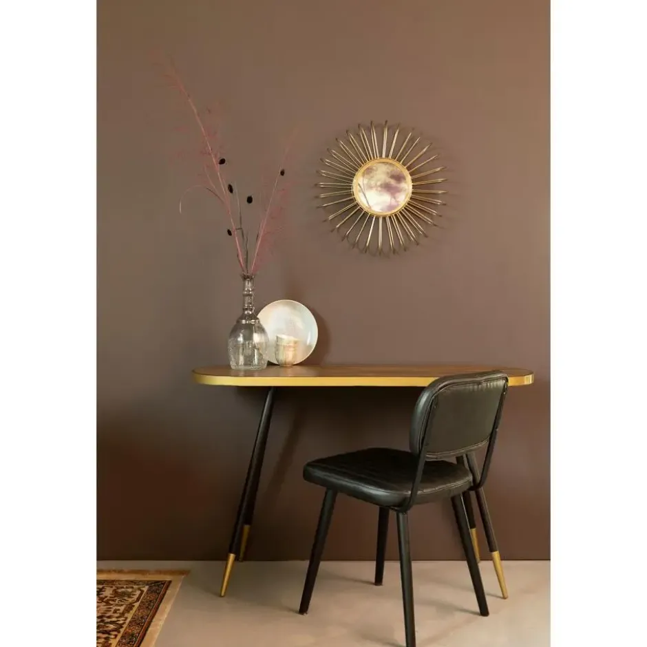 Housecraft Denise Consoletafel/ Wandtafel 121x41 cm Hout Bruin/ Goud