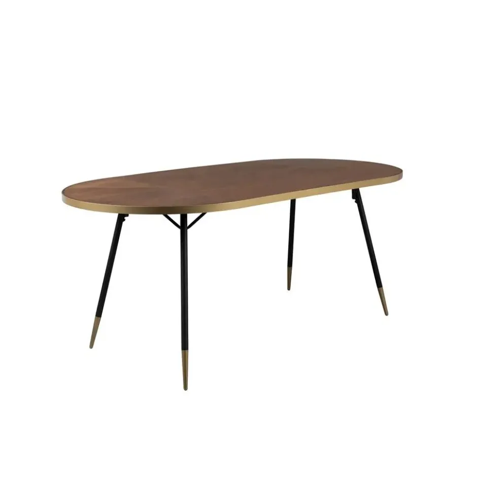 Housecraft Denise Eettafel Ovaal 200x90 cm Hout Bruin/ Goud