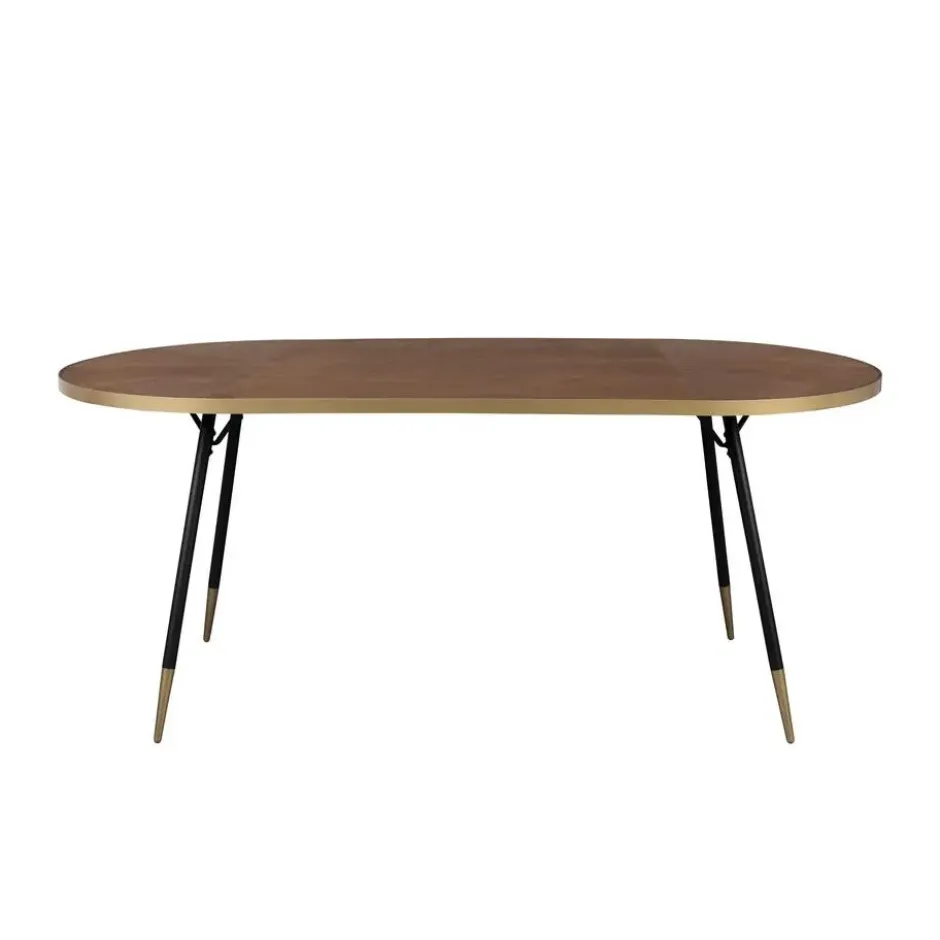Housecraft Denise Eettafel Ovaal 200x90 cm Hout Bruin/ Goud