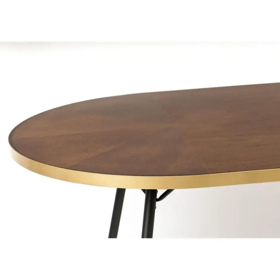 Housecraft Denise Eettafel Ovaal 200x90 cm Hout Bruin/ Goud