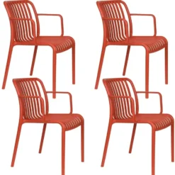 Housecraft Living Mante Tuinstoelen Terra/ Rood - Set van 4