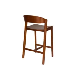 Housecraft Living Wooz Barkruk rugleuning 65 cm Eikenhout Walnoot Bruin