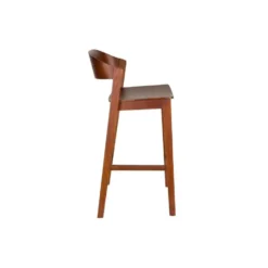 Housecraft Living Wooz Barkruk rugleuning 65 cm Eikenhout Walnoot Bruin