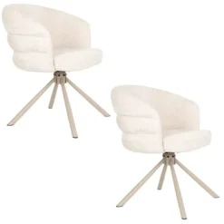 Housecraft Marjolein Eetkamerstoelen Armleuning Beige - Set van 2