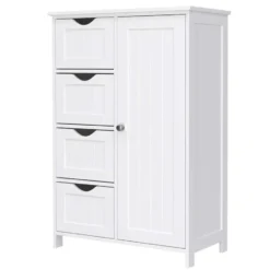 Houten Badkamer Buffet met 4 laden - Vrijstaand - Wit