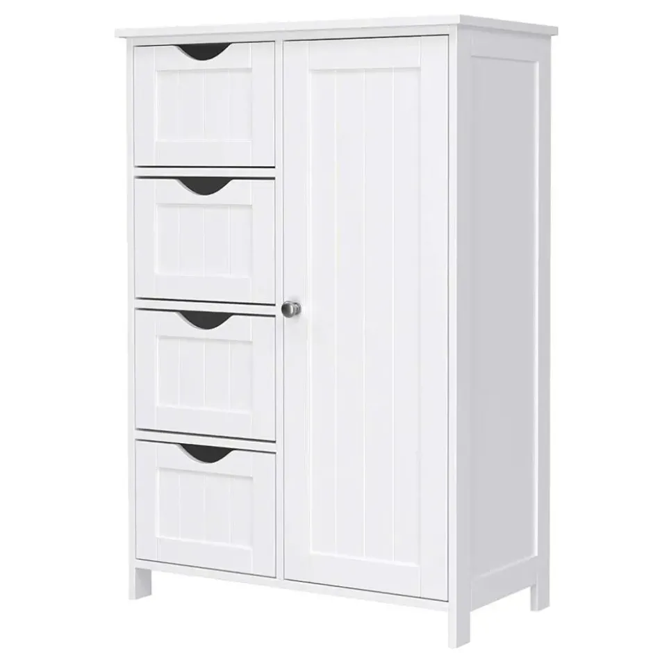 Houten Badkamer Buffet met 4 laden - Vrijstaand - Wit