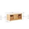 Houten halbank met 1 deur en 2 opbergvakken met beige fluwelen